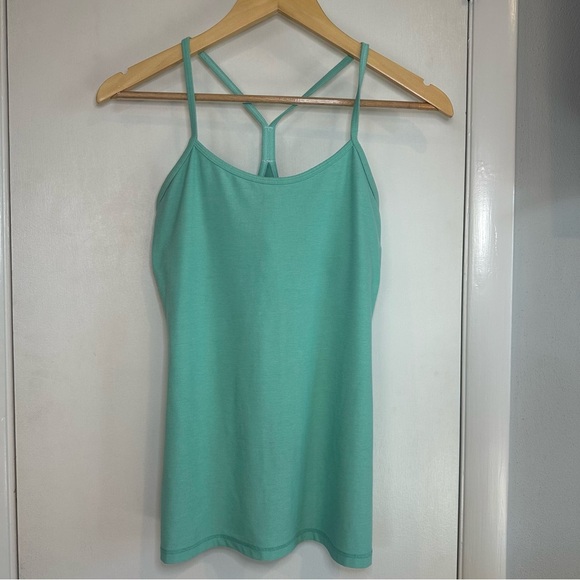 Lululemon Power Y Tank Top. Size: 6. Color: Heathered Menthol. Luon fabric. - Picture 3 of 8
